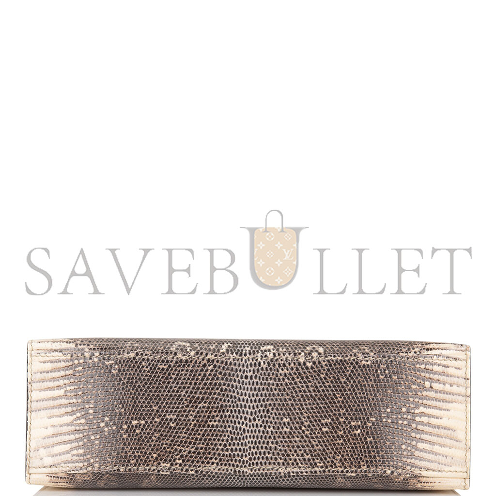 HERMÈS MASTER OMBRE MINI KELLY POCHETTE IN SHINY VARANUS SALVATOR LIZARD WITH PALLADIUM HARDWARE (22*14*7cm)